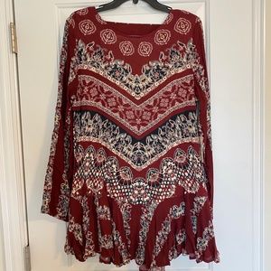 💗 FREE PEOPLE Maroon Smooth Talker Tunic Dress